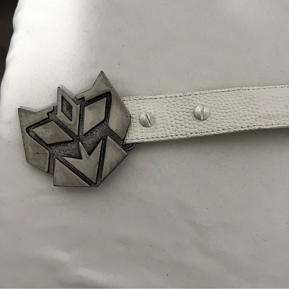 Cybertronian Kids White Belt With Buckle From Transformers 100% Genuine Leather